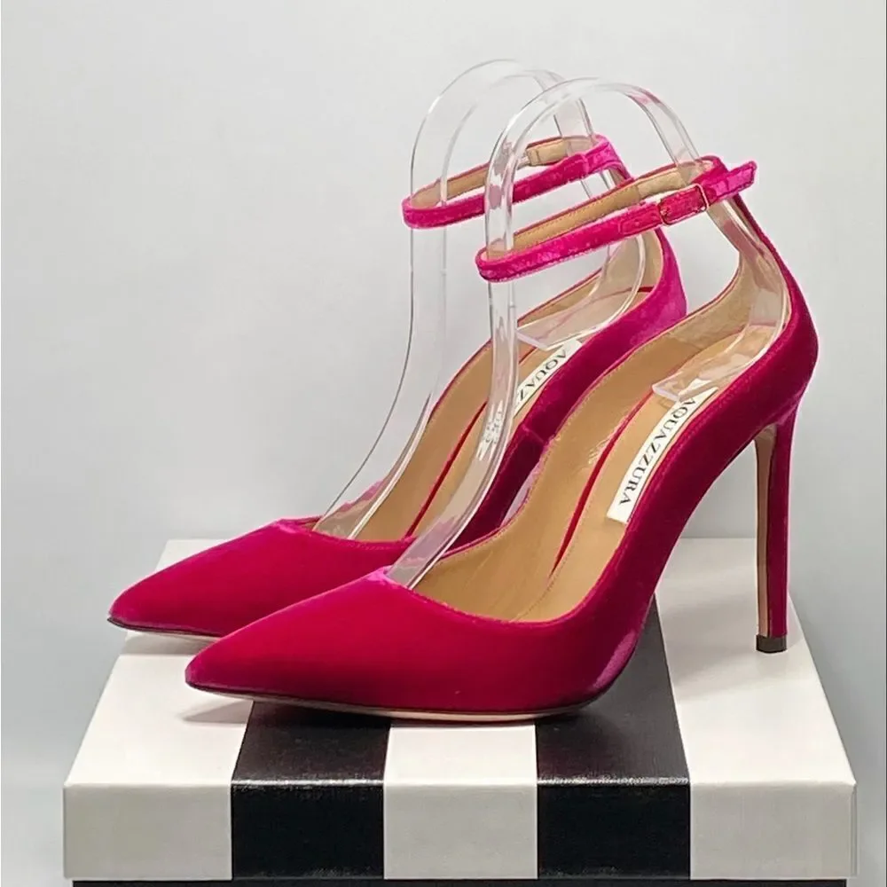 Aquazzura Love Affair Velvet Pumps size 37.5